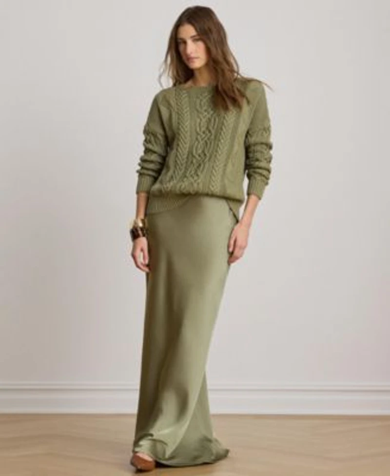 Lauren Ralph Lauren Womens A Line Charmeuse Maxi Skirt