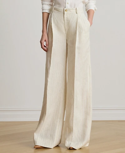 Lauren Ralph Women's High-Rise Pinstripe Wide-Leg Pants