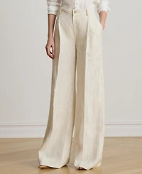 Lauren Ralph Women's High-Rise Pinstripe Wide-Leg Pants