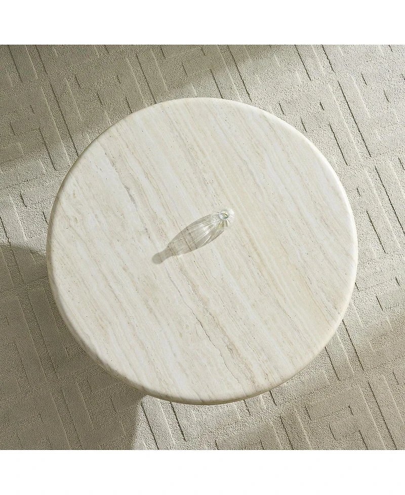 Streamdale Furniture Fiberglass Round Coffee Table, Modern Stone Look