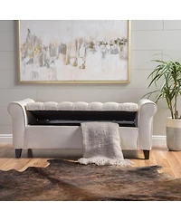 Streamdale Furniture Ivory Fabric Storage Bench with Rolled Arms