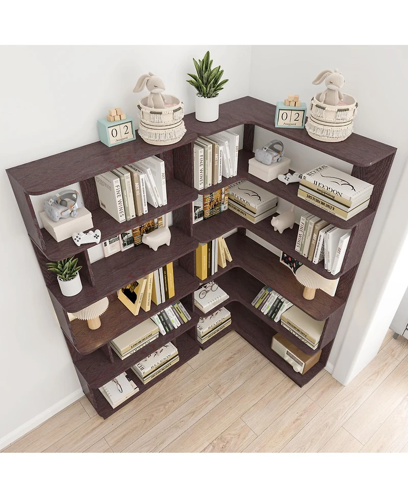 Streamdale Furniture 90cm Corner Bookshelf + 80cm Extendable Bookcase Set