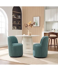 Streamdale Furniture Swivel Barrel Dining Chair, Mid Century Modern Linen Accent Chair