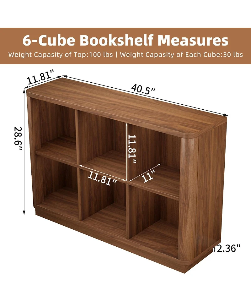 Streamdale Furniture 6-Cube Low Bookcase with Base