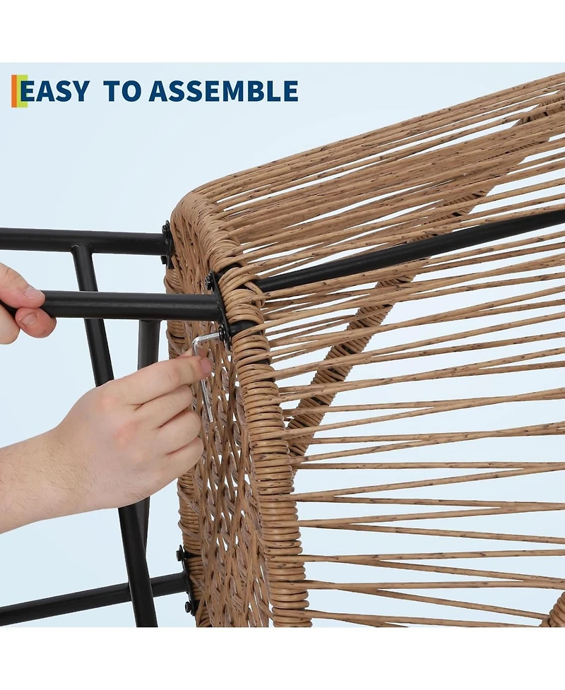 gaomon 3 Piece Outdoor Bistro Set Wicker Chairs Glass Table Weather Resistant Patio Furniture for Garden Deck Backyard