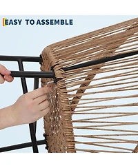 gaomon 3 Piece Outdoor Bistro Set Wicker Chairs Glass Table Weather Resistant Patio Furniture for Garden Deck Backyard