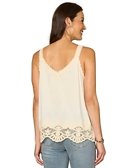 Democracy Women's Scallop Edge Hem Woven Tank Top