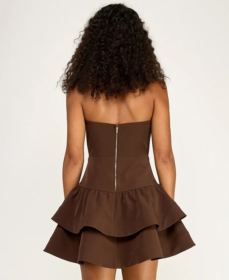 Seni & Cade Women's Strapless Drop-Waist Tiered Mini Dress