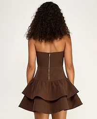 Seni & Cade Women's Strapless Drop-Waist Tiered Mini Dress