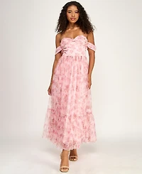 Seni & Cade Women's Floral Ruffle Hem Off-The-Shoulder Dress