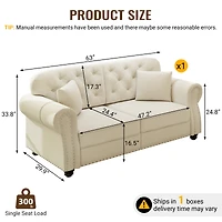 Streamdale Furniture Velvet Chesterfield Sofa with Nailhead Trim and 2 Pillows
