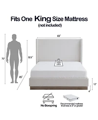 Streamdale Furniture King Oat Boucle Wingback Platform Bed