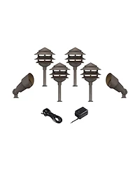 John Timberland Pagoda 17 High Modern 8-Piece Outdoor Landscape Path and Spotlight Kit Set Porch Led Bulb Finish