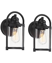 John Timberland Rustic Farmhouse Outdoor Wall Light Fixtures Set of 2 10 Clear Glass for Exterior Barn Deck House Porch Yard Patio Outside