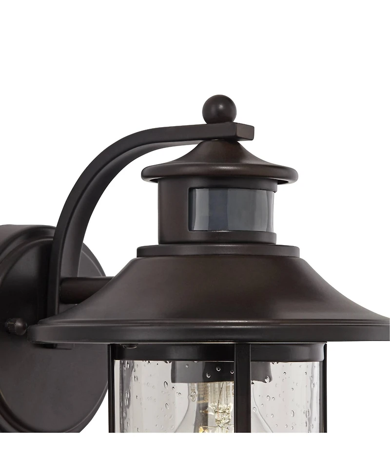 John Timberland Habitat Rustic Industrial Outdoor Wall Light Fixtures Set of 2 Bronze Dusk to Dawn Motion Sensor 11 Seedy Glass for Exterior