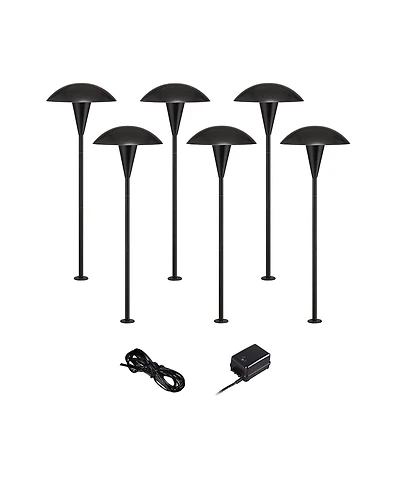 John Timberland Mushroom High Mid Century Modern 8-Piece Outdoor Landscape Lighting Set Porch House Led Bulb Metal Shade