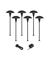 John Timberland Mushroom High Mid Century Modern 8-Piece Outdoor Landscape Lighting Set Porch House Led Bulb Metal Shade