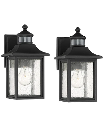 John Timberland Moray Bay Mission Outdoor Wall Light Fixtures Set of 2 Dusk to Dawn Motion Sensor 11 Seedy Glass for Exterior