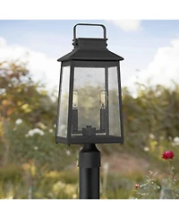 John Timberland Jubliee 20 High Modern Outdoor Post Light Fixture Pole Porch House 2-Light Metal Clear Glass Shade