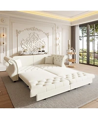Streamdale Furniture Oversized Chesterfield Pull Out Sofa Bed, Velvet Couch