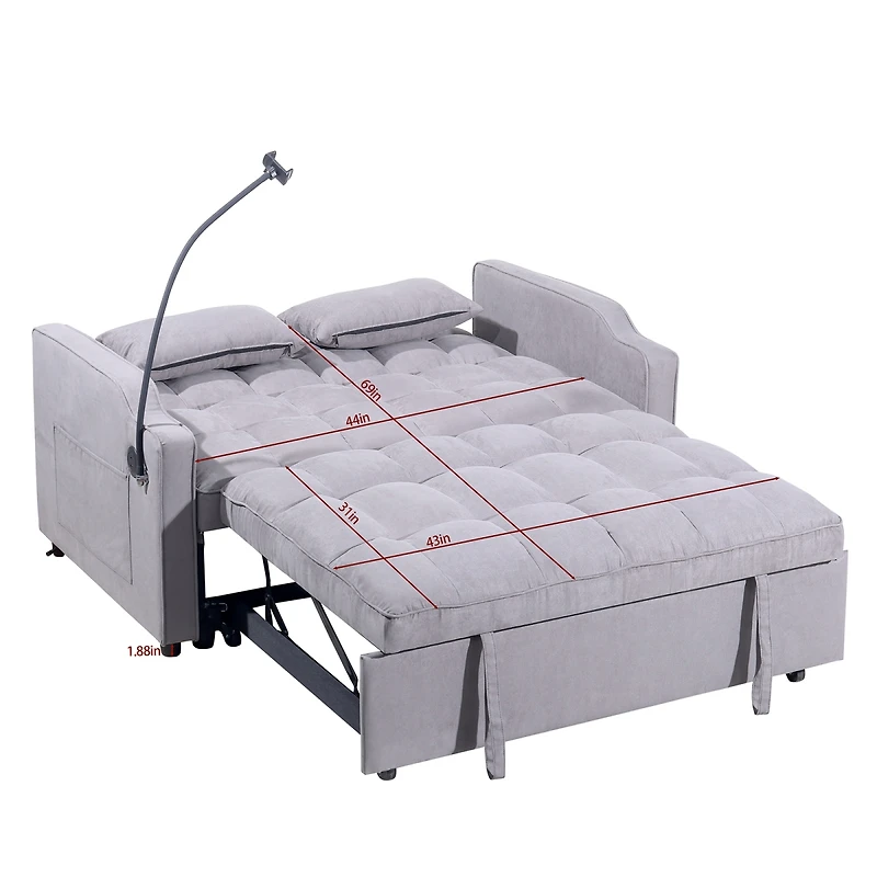 Streamdale Furniture Multifunctional Foldable Sofa Bed, Usb, Stand