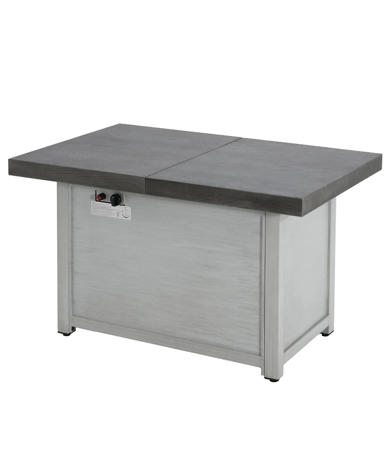 Flynama Extendable Rectangle Aluminum Alloy Fire Pit Table 50000 Btu Top Galvanized Steel Frame