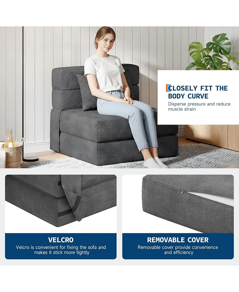 gaomon 4-in-1 Folding Sofa Bed and Chair Bed - Convertible Sleeper, Fold Out Loveseat Sofa Couch with Pillow, Tufted Floor Lounge.