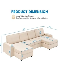 gaomon Modular Sectionla Sofa, 7 Seat U-Shaped Couch with Removable Washable Covers, Modern Convertible Deep Seat Sofa