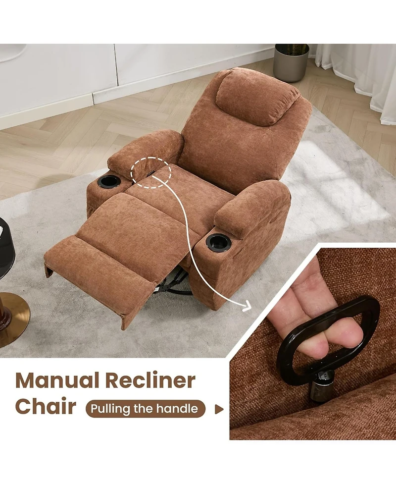 gaomon 360° Swivel Rocker Recliner Chair with Massage & Heat, Comfortable Glider Reclining Chair for Adults, Fabric Lounge Chair for Living Room