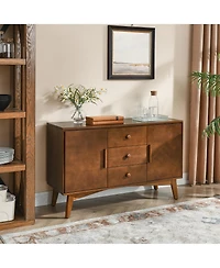 Rainsken Buffet Cabinet, 47.3" Mid Century Modern Sideboard with 2 Doors and 3 Drawers, Accent Console Table for Kitchen, Living Room