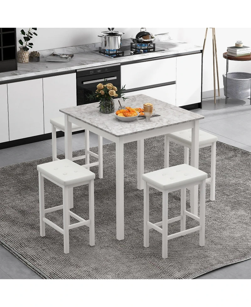 Gouun 5-Piece Counter-Height Bar Table Set with 4 Padded Stools