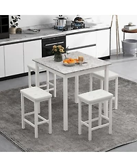 Gouun 5-Piece Counter-Height Bar Table Set with 4 Padded Stools
