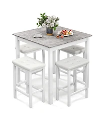 Gouun 5-Piece Counter-Height Bar Table Set with 4 Padded Stools