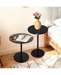 Streamdale Furniture 2-Piece Small Round Wood/Metal Side Tables