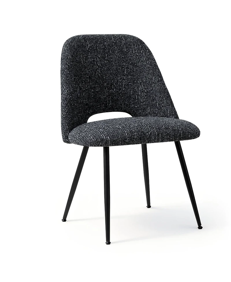 Maison Boucle Set of 2 Upholstered Dining Chairs, Modern Side Metal Legs