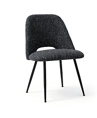 Maison Boucle Set of 2 Upholstered Dining Chairs, Modern Side Metal Legs