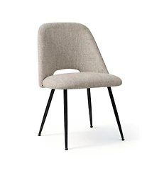 Maison Boucle Set of 2 Upholstered Dining Chairs, Modern Side Metal Legs