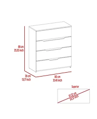 Flynama Modern 5 Drawer Dresser Wood Fabric Drawers Cabinet with Rattan Details