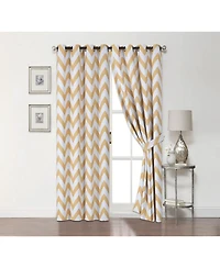 Kate Aurora 2 Piece Chevron Room Darkening Grommet Top Window Curtain Panels