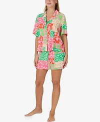 Sanctuary Women's Notch Collar Top and Mid-Rise Boxer Shorts, 2-Piece Set