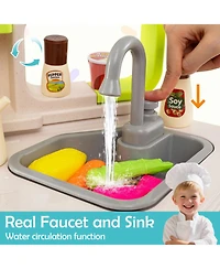 Slickblue Kids Corner Play Kitchen with Realistic Lights and Sounds