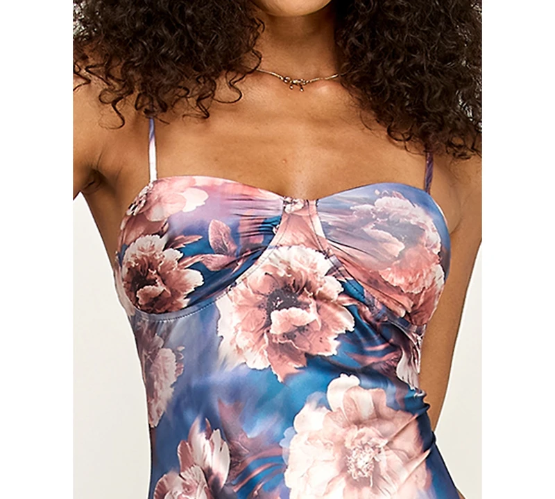 Emerald Sundae Women's Printed Sweetheart Neck Gown