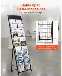 Sugift 20 Pocket Brochure Display Rack Magazine Holder for Office and Exhibitions