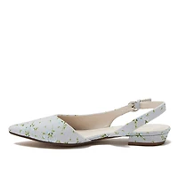 Lands' End Women's Floral Linen Slingback Low Heels