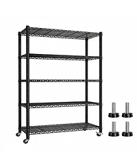 Yigii 1200LBS Heavy Duty 5 Tier Metal Shelving Adjustable Garage Storage Shelves Chrome