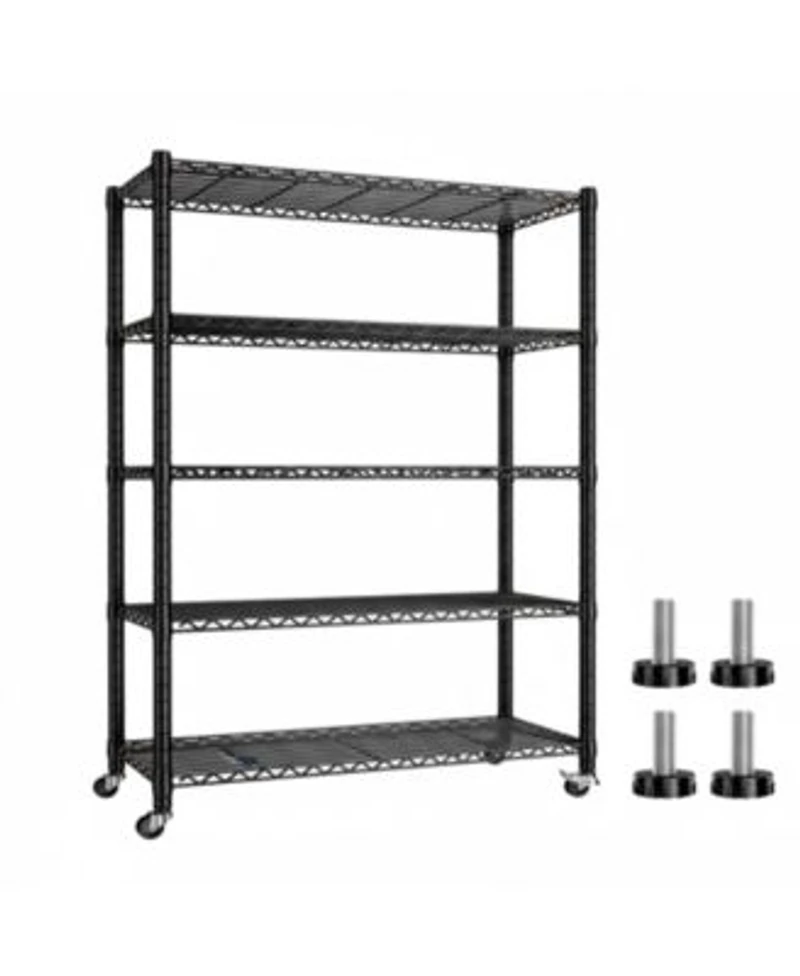 Yigii 1200LBS Heavy Duty 5 Tier Metal Shelving Adjustable Garage Storage Shelves Chrome