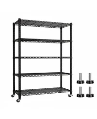 Yigii 1200LBS Heavy Duty 5 Tier Metal Shelving Adjustable Garage Storage Shelves Chrome