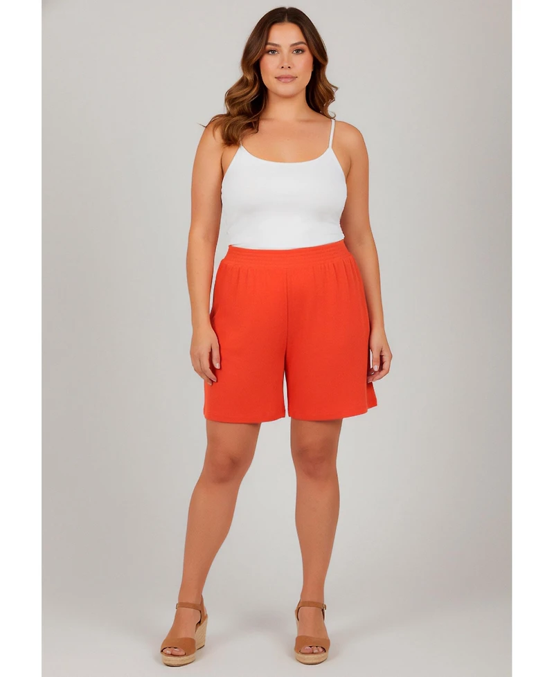 Avenue Women's Knit Gauze Smocked Shorts