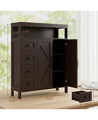 Yigii Farmhouse Storage Cabinet 2 Doors Shelves Rustic Buffet Sideboard for Kitchen Living Room Bathroom