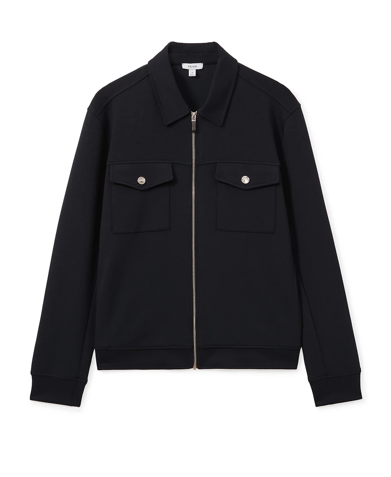 Reiss Men's Premium Interlock Zip-Through Overshirt